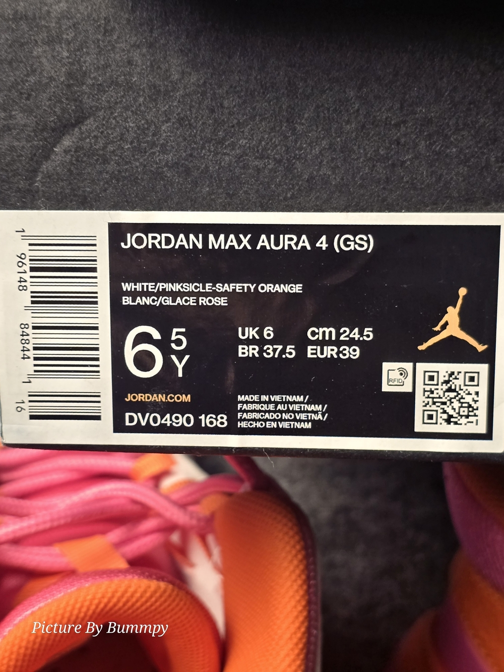 Jordan Max Aura 4 GS White Pinksicle Orange DV0490-168 Size 6.5Y/Women Size 8 - Picture 12 of 13